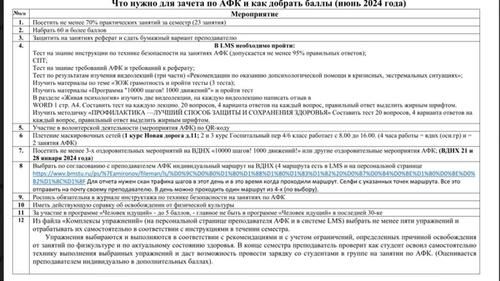 Список опций для получения баллов по физре в МГТУ