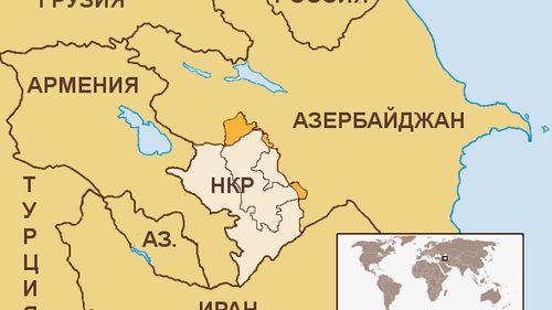 Светлым цветом отмечены территории, которые перешли из-под контроля Азербайджана к Нагорному Карабаху согласно договору о перемирии 1994 года.