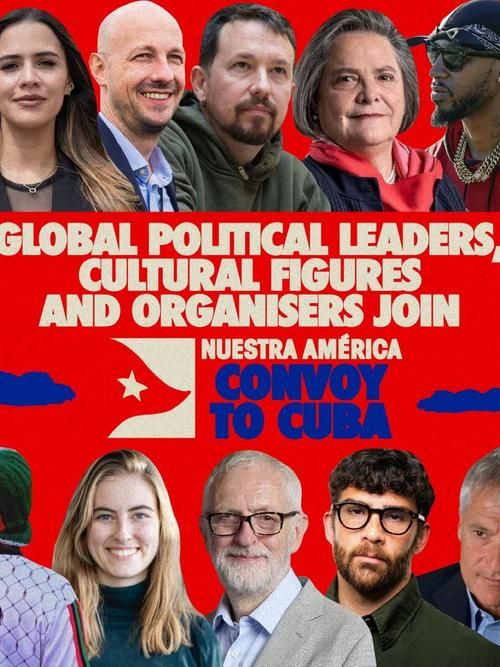 Плакат с участниками флотилии Nuestra América Convoy