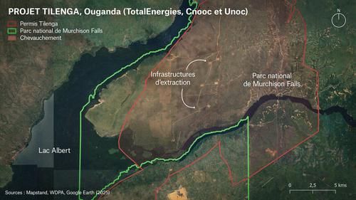 Карта пересечений проекта Tilenga с парком Мурчисон-Фоллс