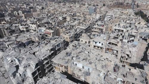 Разрушенный район Тарик аль-Баб в Алеппо
