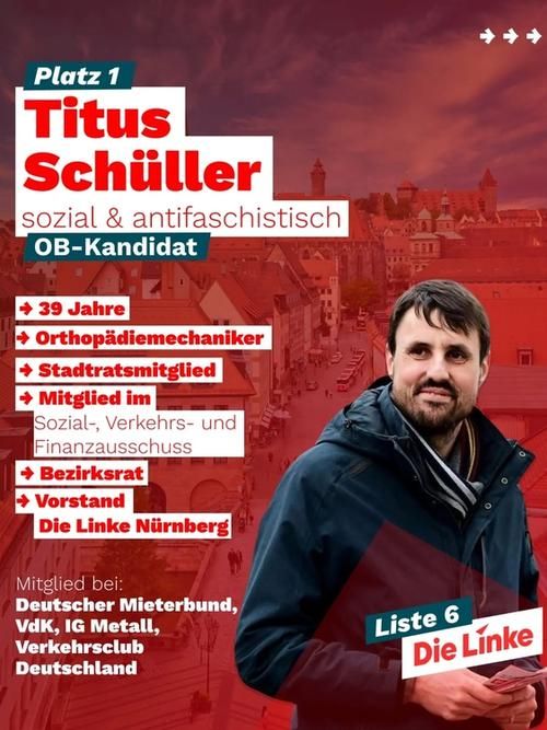 Избирательная агитация немецкой левой партии Die Linke на выборах в муниципальный совет Нюрнберга
