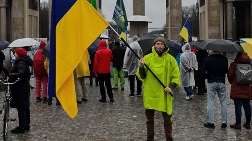 Александр Руднев на митинге в поддержку Украины