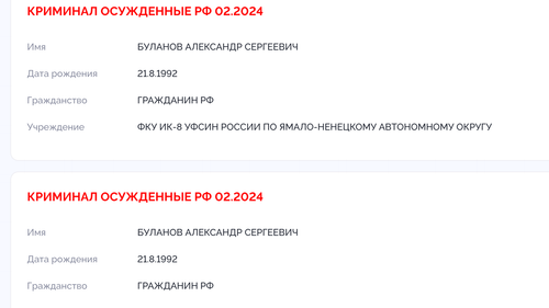Фрагмент утечки базы ФСИН за февраль 2024 года