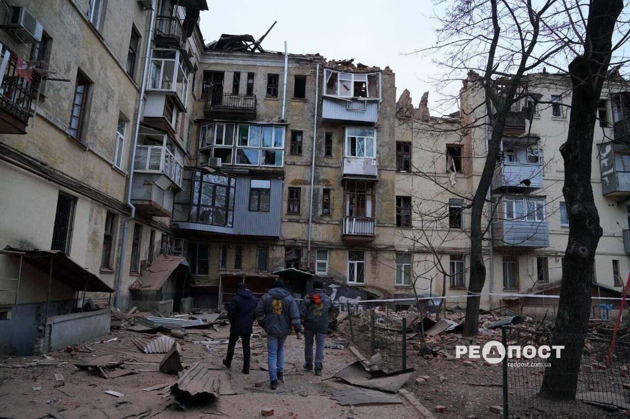 Последствия обстрела Харькова в ночь на 30 января